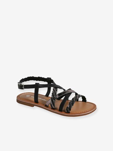 Kinder Sandalen mit überkreuzten Riemchen set schwarz 