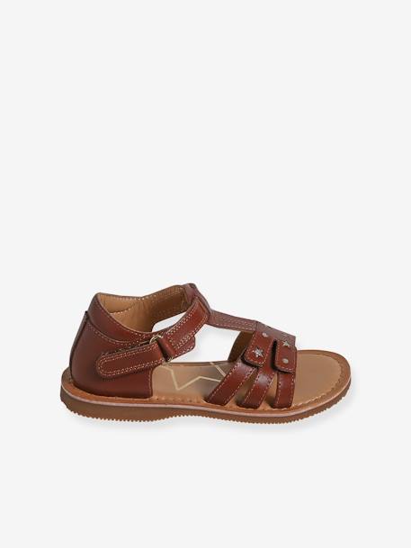 Sandales scratchées cuir enfant collection maternelle marron 