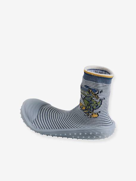 Chaussons-chaussettes enfant antidérapants bleu grisé 