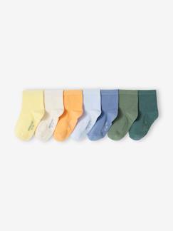 Lot de 7 paires de chaussettes unies colorées garçon