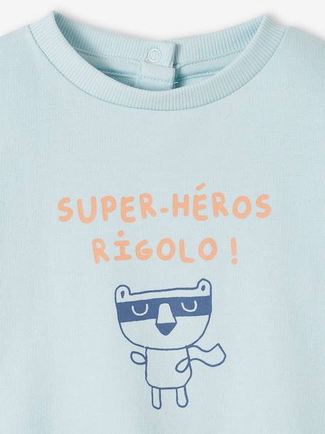 Baby Sweatshirt, personalisierbar Oeko-Tex himmelblau+pekannussfarben 