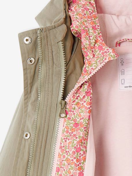 Mädchen 3-in-1-Jacke mit Recycling-Polyester khaki+rosa 