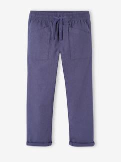 Garçon-Pantalon-Pantalon large charpentier en coton/lin facile à enfiler garçon
