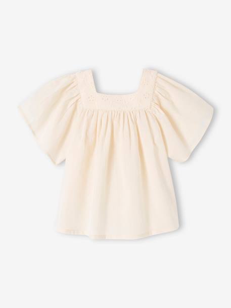 Baby Bluse mit Lochstickerei salbeigrün+wollweiß 