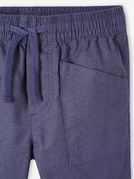 Pantalon large charpentier en coton/lin facile à enfiler garçon bleu ardoise 
