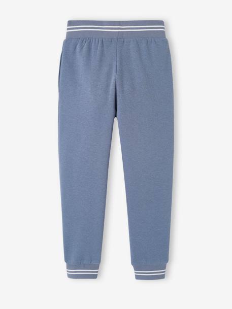 Pantalon jogging sport en molleton garçon. bleu grisé+gris chiné+marine 