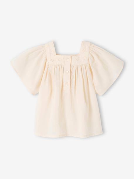 Baby Bluse mit Lochstickerei salbeigrün+wollweiß 