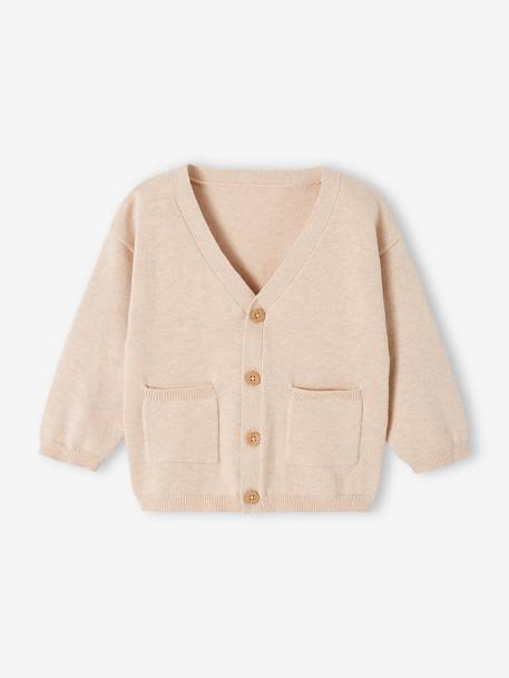 Gilet chiné col V bébé beige chiné 