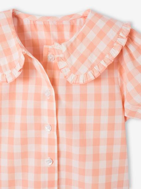 Blouse vichy bébé manches courtes carreaux rose 