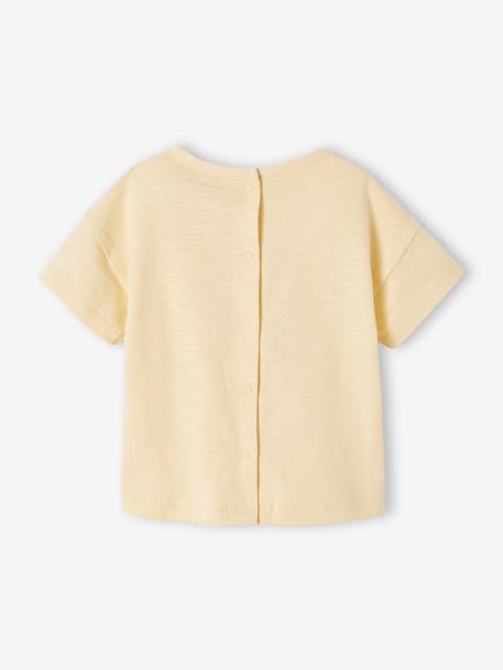 T-shirt bébé à motif en coton bio manches courtes beige+jaune pâle+vert d'eau 