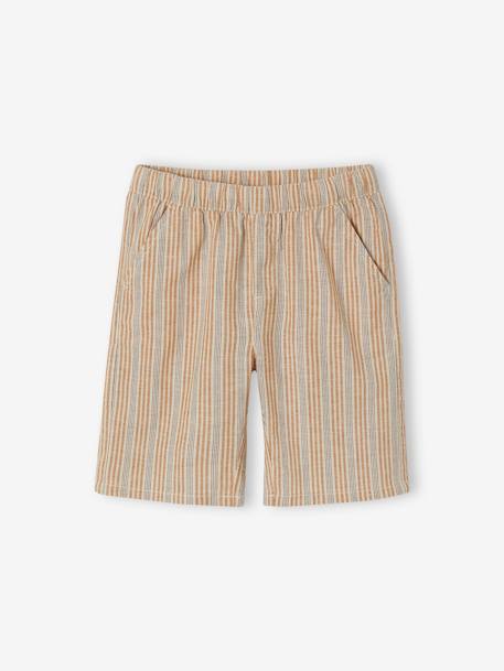 Ensemble cérémonie polo et short garçon rayé blanc 