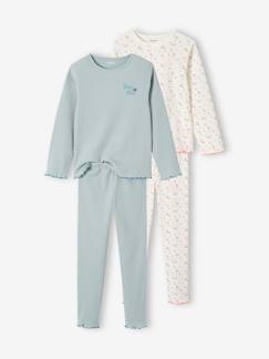 Mädchen-Pyjama, Overall-2er-Pack gerippte Mädchen Schlafanzüge Oeko-Tex