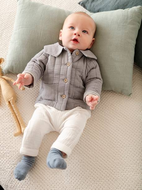 Baby Jacke, personalisierbar, Wattierung Recycling-Polyester jeansblau 