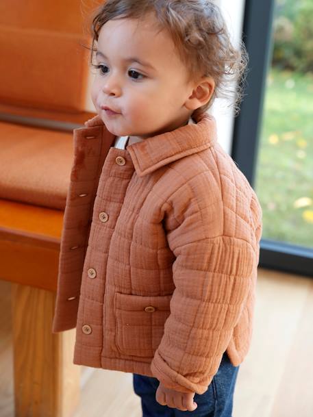 Leichte Baby Jacke mit Recycling-Polyester rostfarben 