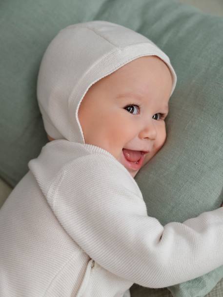 Ensemble naissance : combinaison et bonnet bébé écru 