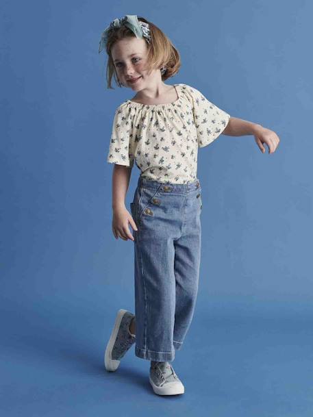 Mädchen Blusenshirt mit Recycling-Polyester ecru+mehrfarbig 