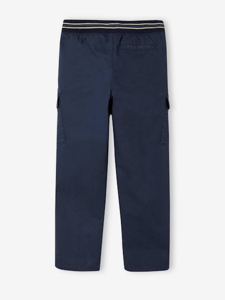 Pantalon style cargo facile à enfiler garçon bleu nuit+sable 