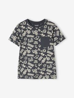 Junge-T-Shirt, Poloshirt, Unterziehpulli-Jungen T-Shirt, Print und Brusttasche