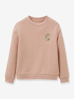 Mädchen-Pullover, Strickjacke, Sweatshirt-Sweatshirt-Besticktes Mädchen Sweatshirt CYRILLUS, Bio-Baumwolle
