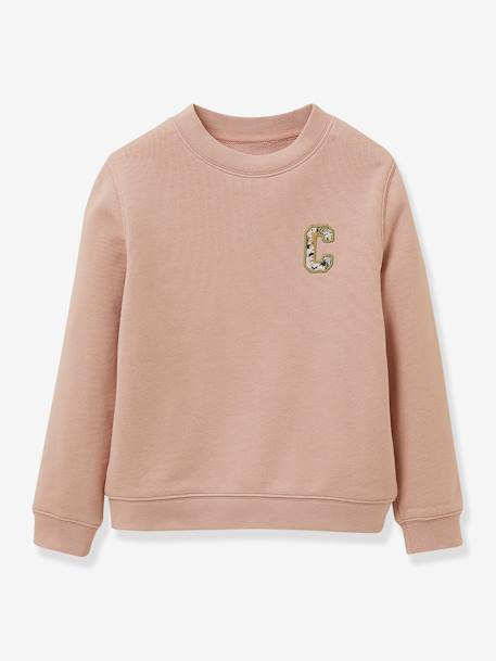 Besticktes Mädchen Sweatshirt CYRILLUS, Bio-Baumwolle rosa 