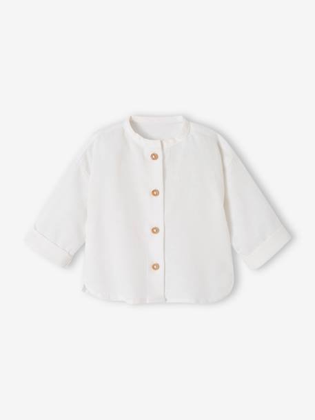 Festliches Baby-Set: Latzhose & Hemd aus Leinenmix tonfarben 