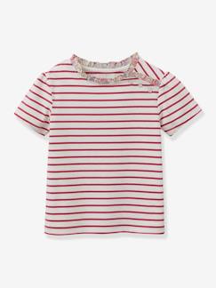 Fille-T-shirt, sous-pull-T-shirt-Tee-shirt marinière fille tissu Liberty - coton bio CYRILLUS