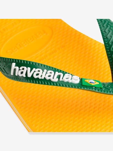 Kinder Zehenpantoletten Brasil Logo HAVAIANAS gelb+pfirsich 
