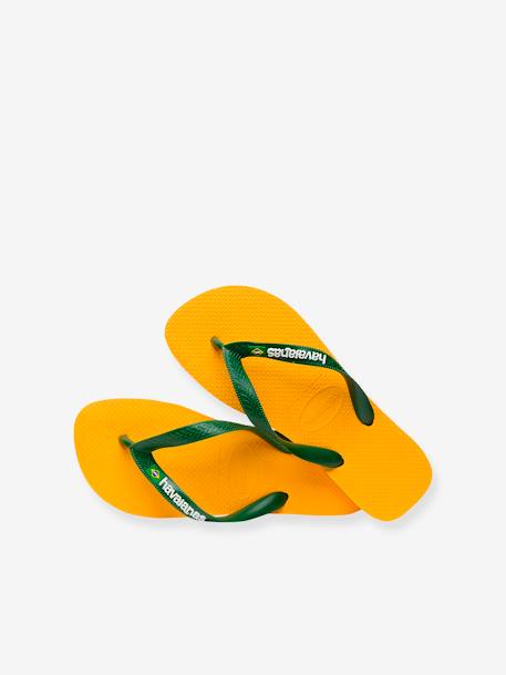 Kinder Zehenpantoletten Brasil Logo HAVAIANAS gelb+pfirsich 