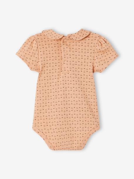 Lot de 2 bodies naissance maille pointelle en coton biologique vieux rose 