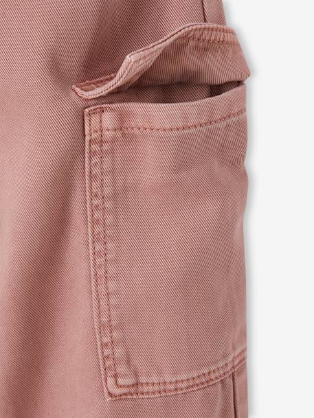Pantalon cargo fluide fille sable+vieux rose 