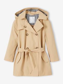 Mädchen-Mantel, Jacke-Regenjacke, Trenchcoat-Mädchen Trenchcoat mit abnehmbarer Kapuze