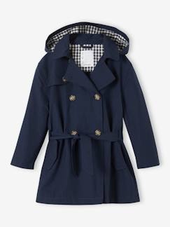 Mädchen-Mantel, Jacke-Regenjacke, Trenchcoat-Mädchen Trenchcoat mit abnehmbarer Kapuze