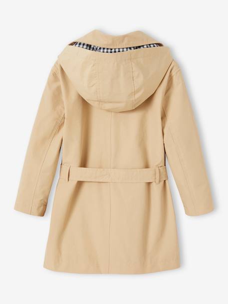 Trench fille avec capuche amovible beige+marine 