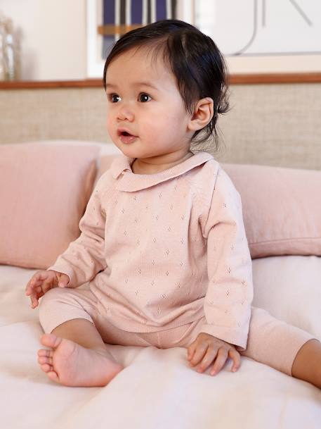 Baby Strick-Set: Pullover & Hose Oeko-Tex nude 