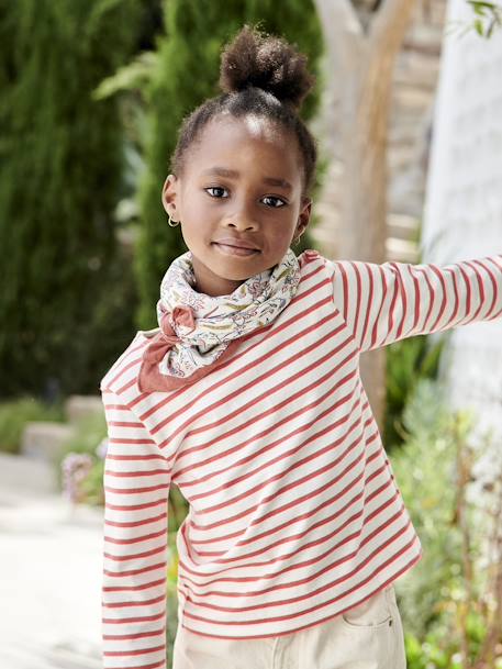 Mädchen Ringelshirt mit Recycling-Baumwolle grau gestreift+rot gestreift 