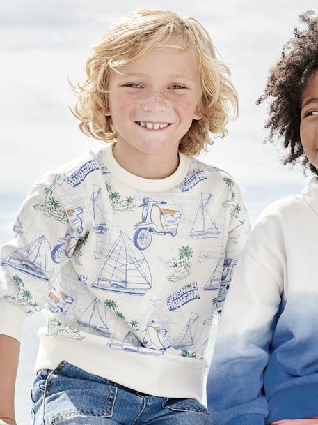 Jungen Sweatshirt mit Print & Recycling-Polyester weiss bedruckt 