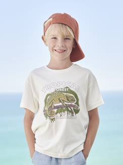 Junge-T-Shirt, Poloshirt, Unterziehpulli-T-Shirt-Jungen T-Shirt mit Tierprint, Recycling-Baumwolle