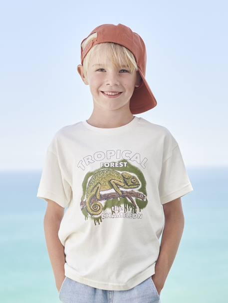 Jungen T-Shirt mit Tierprint, Recycling-Baumwolle anthrazit+blaugrau+ecru 