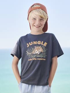 Junge-T-Shirt, Poloshirt, Unterziehpulli-Jungen T-Shirt mit Tierprint, Recycling-Baumwolle