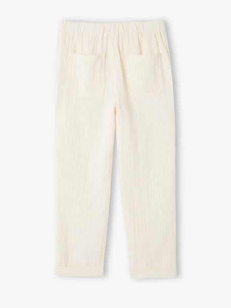 Pantalon mixte en gaze de coton bio enfant écru 