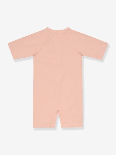 Combinaison enfant anti-UV  LÄSSIG manches courtes rayé blanc+rose nude 