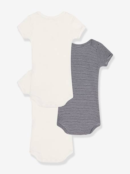 3er-Pack Baby Kurzarm-Bodys PETIT BATEAU mandelgrün 