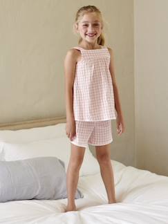 Mädchen-Pyjama, Overall-Mädchen Sommer-Schlafanzug, Seersucker