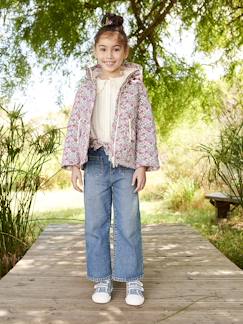 Fille-Pantalon-Jean large fille avec sa ceinture à fleurs