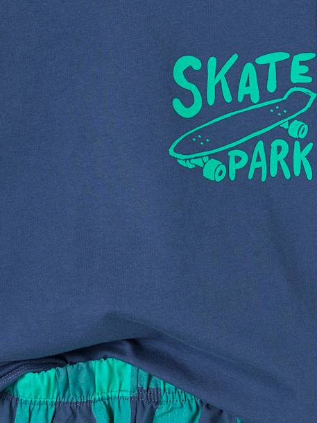 Jungen Sommer-Schlafanzug mit Skater-Print Oeko-Tex aquamarine 