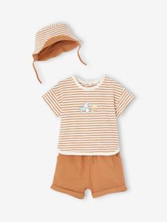 Baby-Baby-Set: T-Shirt, Shorts & Sonnenhut