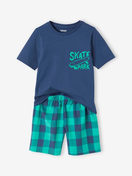 Jungen Sommer-Schlafanzug mit Skater-Print Oeko-Tex aquamarine 