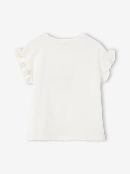 Mädchen T-Shirt mit Volantärmeln Oeko-Tex wollweiß 