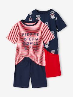Junge-Pyjama, Overall-2er-Pack kurze Jungen Schlafanzüge BASICS Oeko-Tex