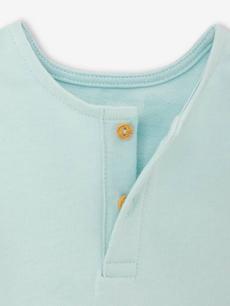 Baby Kurzoverall aus Sweatware Oeko-Tex blau+himmelblau 